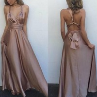 Sexy v neck long prom dress,formal dresses - Thumbnail 1