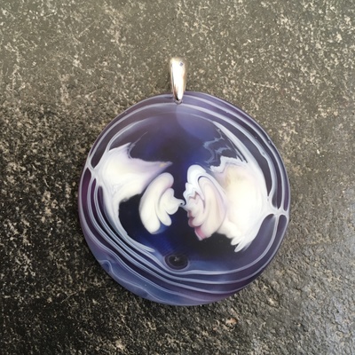 Lunar Purple Glass Pendant Satin Finish Large