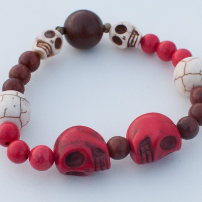 Crania - red and ivory skulls bracelet