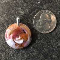 Salmon Pink and Cinnabar Glass Pendant - Thumbnail 1