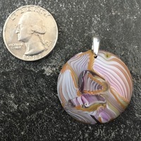 Salmon Pink and Cinnabar Glass Satin Finish Pendant - Thumbnail 1