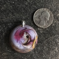 Salmon Pink and Cinnabar Glass Pendant - Thumbnail 1