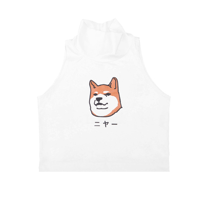 SHIBA INU SLEEVELESS TURTLENECK CROP TANK