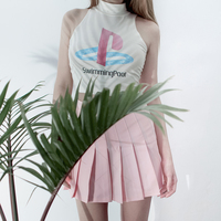 SWIMMING POOL SLEEVELESS TURTLENECK CROP TANK - Thumbnail 2