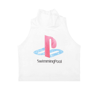 Swimming pool sleeveless turtleneck crop tank