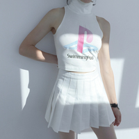 SWIMMING POOL SLEEVELESS TURTLENECK CROP TANK - Thumbnail 3