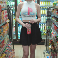 SWIMMING POOL SLEEVELESS TURTLENECK CROP TANK - Thumbnail 4