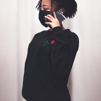 EMBROIDERED ROSE SWEATSHIRT BLACK - Thumbnail 4