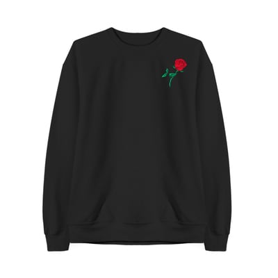 Embroidered rose sweatshirt black - Thumbnail 5