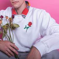 EMBROIDERED ROSE SWEATSHIRT WHITE - Thumbnail 4
