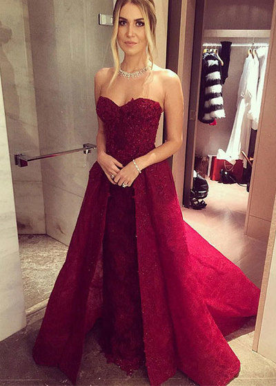  Burgundy  long prom dress with lace,burgundy evening dresses
