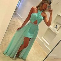 Stylish green chiffon long prom dress,green evening dresses - Thumbnail 1