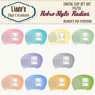 Retro style radios (clipart set) - Thumbnail 3