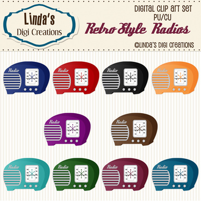 Retro style radios (clipart set)