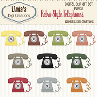 Retro Style Telephones (ClipArt Set) - Thumbnail 1
