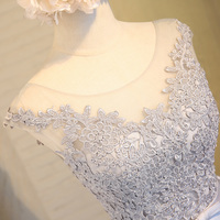 Gray lace short prom dress,gray evening dress,homecoming dresses - Thumbnail 3