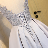 Gray lace short prom dress,gray evening dress,homecoming dresses - Thumbnail 4