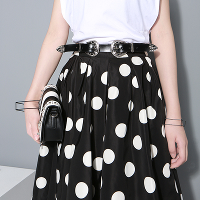 Designer belt double metal buckles