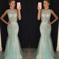 Sparkly crystals mermaid long prom dresses,formal dresses - Thumbnail 1