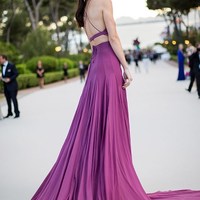 Stylish 2 pieces halter long prom dress,evening dresses - Thumbnail 2