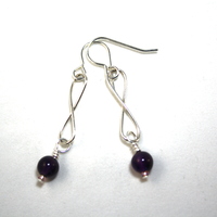 Infinity Amethyst Gemstone Earrings in Sterling Silver - Thumbnail 2