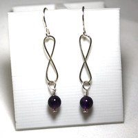 Infinity Amethyst Gemstone Earrings in Sterling Silver - Thumbnail 1