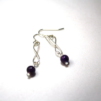 Infinity Amethyst Gemstone Earrings in Sterling Silver - Thumbnail 3