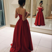 Simple red long prom dress,red evening dresses - Thumbnail 1