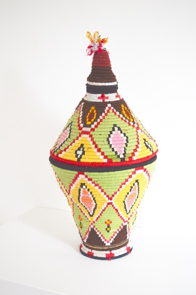 Berber Basket Handwoven Berber basket Vintage Moroccan Berber Wool Lidded Basket 