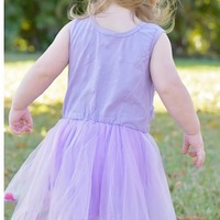 Lavander Tulle Dress with Flower Details - Thumbnail 1
