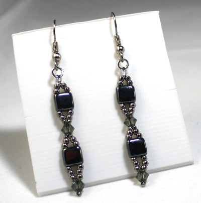 Shades of Gray Crystal Dangle Earrings