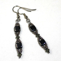 Shades of Gray Crystal Dangle Earrings - Thumbnail 1