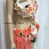 Sweet as a Peach Spring Fairy Monokini Cosplay Dance Costume Rave Bra Halloween Burlesque Show Girl - Thumbnail 4