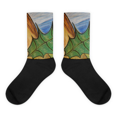 Leaf and tree black foot socks by michael david