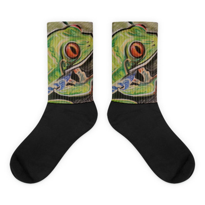 Fabled tree frog black foot socks by michael david
