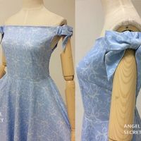 BM70 cinderella inspired dress disneybound princess off shoulder SML blue bow - Thumbnail 4