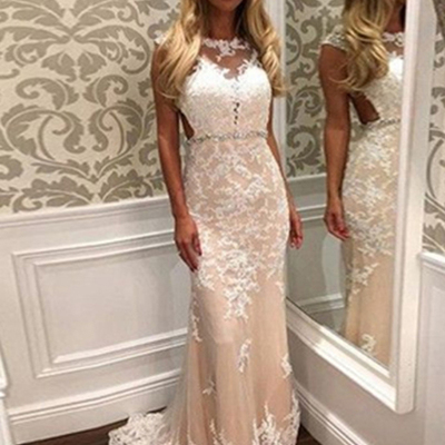 Tight prom dresses, sheath column scoop floor-length tulle evening dress mk181