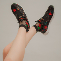 CLEAR ROSE SOCKS BLACK - Thumbnail 1