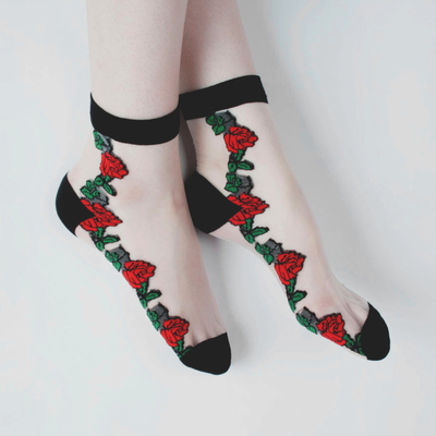 Clear rose socks white