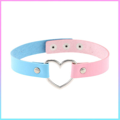 BABY BLUE+PINK HEART CHOKER
