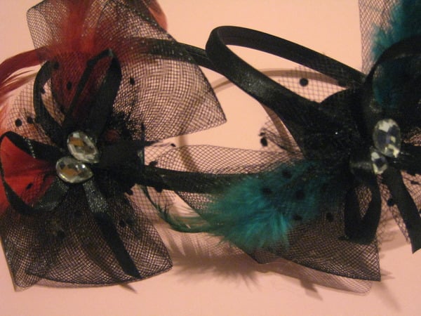 Embellished Feather & Bow Headband