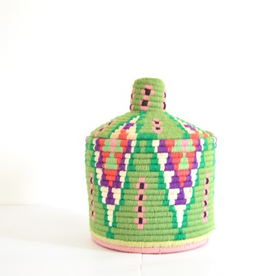 Handwoven berber basket vintage moroccan round basket platter bowl tray