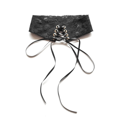 Lace-up choker black