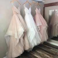 Elegant v neck tulle long prom dress,evening dresses - Thumbnail 1