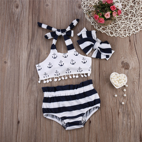 Anchor Top, Shorts and Headband Set