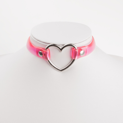 Jelly heart choker pink