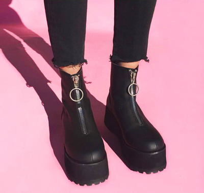 CYBER PUNK PLATFORM BOOTS WITH ZIP
