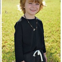 Boys Black Long Sleeve Shirt - Thumbnail 2