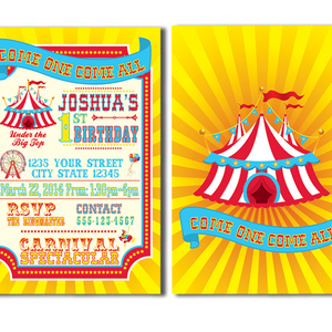 Bright colors, carnival invitations, circus invitations - Thumbnail 3
