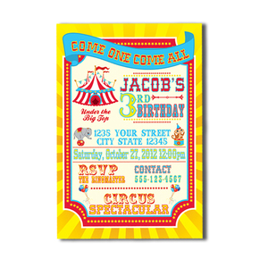 Bright Colors, Carnival Invitations, Circus Invitations - Thumbnail 2